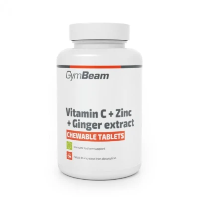 GymBeam Vitamín C + Zinek + extrakt ze zázvoru, tablety na cucání 90 tab. GymBeam Vitamín C + Zinek + extrakt ze zázvoru, tablety na cucání 90 tab.