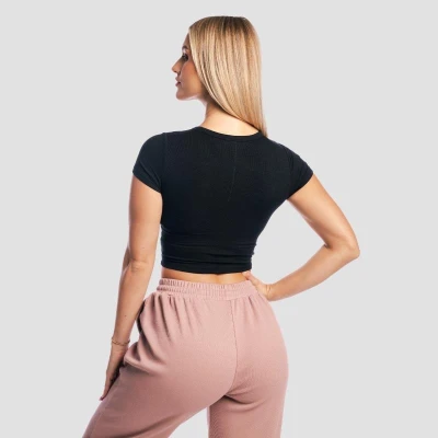 GymBeam Cropped Aura Black dámské tričko