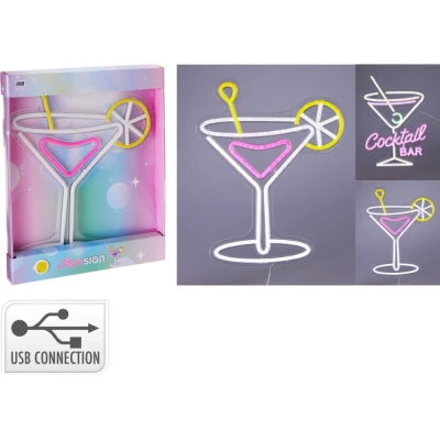 H & S Collection Dekorace svítící nástěnná 30 × 38 cm Cocktail Bar