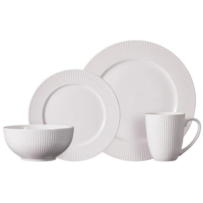 H & S Collection Jídelní sada talířů porcelán 16 ks bílá
