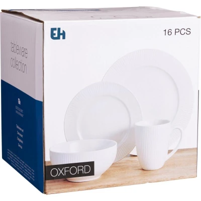 H & S Collection Jídelní sada talířů porcelán 16 ks bílá