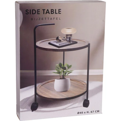 H S Collection Stolek odkládací a servírovací na kolečkách 67 cm hnědá