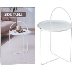 H S Collection Stolek odkládací kov 65 cm bílá