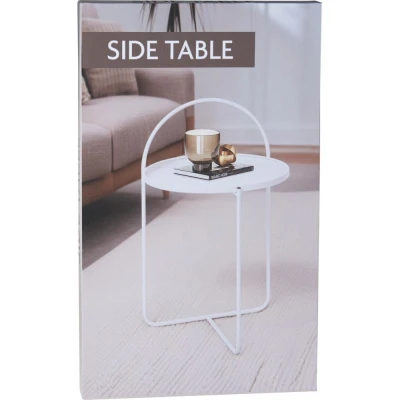 H S Collection Stolek odkládací kov 65 cm bílá