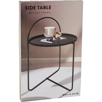 H S Collection Stolek odkládací kov 65 cm černá