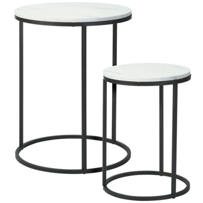 H S Collection Stolek odkládací kov/MDF bílá/černá
