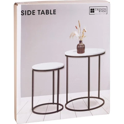 H S Collection Stolek odkládací kov/MDF bílá/černá
