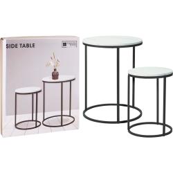 H S Collection Stolek odkládací kov/MDF bílá/černá