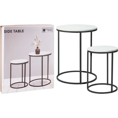 H S Collection Stolek odkládací kov/MDF bílá/černá