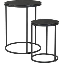 H S Collection Stolek odkládací kov/MDF černá/bílá