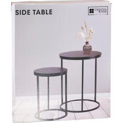 H S Collection Stolek odkládací kov/MDF černá/bílá