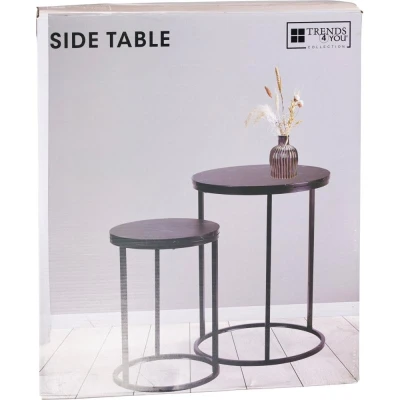 H S Collection Stolek odkládací kov/MDF černá/bílá