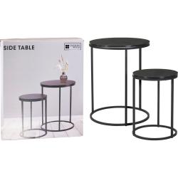 H S Collection Stolek odkládací kov/MDF černá/bílá