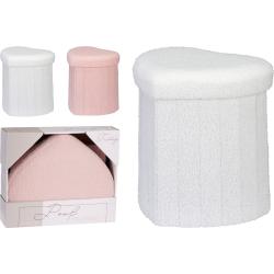 H S Collection Taburet s úložným prostorem srdce 34 × 28 × 35 cm bílá