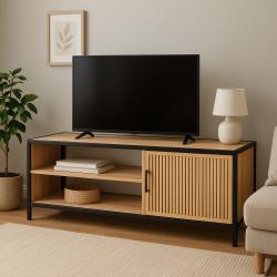 H S Collection TV stolek skříňka s policemi 116x33x45 cm černá/dřevo