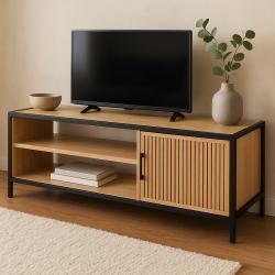 H S Collection TV stolek skříňka s policemi 116x33x45 cm černá/dřevo