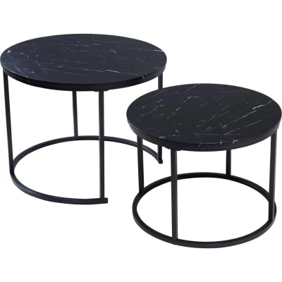 H & S Collection Odkládací stolek kulatý sada 2 ks 60 / 50 cm černá