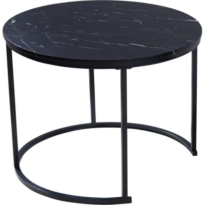H & S Collection Odkládací stolek kulatý sada 2 ks 60 / 50 cm černá