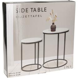 H S Collection Odkládací stolek sada 2 ks bílá/mramor 40+50 cm