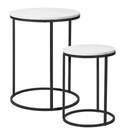 H S Collection Odkládací stolek sada 2 ks bílá/mramor 40+50 cm