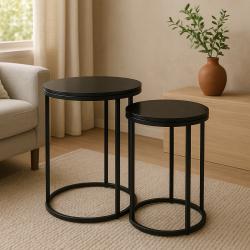 H S Collection Odkládací stolek sada 2 ks černá 40+50 cm