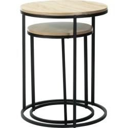 H S Collection Odkládací stolek sada 2 ks černá/dřevo 40+50 cm H S Collection Odkládací stolek sada 2 ks černá/dřevo 40+50 cm