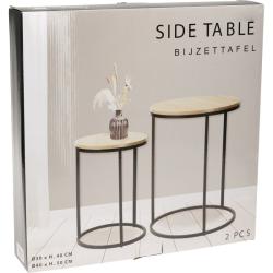 H S Collection Odkládací stolek sada 2 ks černá/dřevo 40+50 cm
