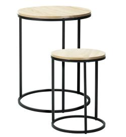 H S Collection Odkládací stolek sada 2 ks černá/dřevo 40+50 cm