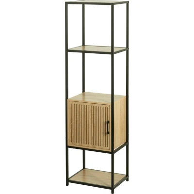 H S Collection Regál s policemi a skříňkou 153x43x33 cm černá/dřevo