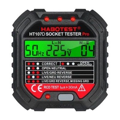 Habotest Zkoušečka zásuvek s digitálním displejem HT107D Habotest Zkoušečka zásuvek s digitálním displejem HT107D