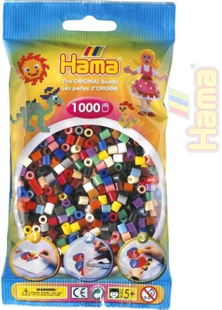 Hama Korálky dětské zažehlovací barevné set 1000ks v sáčku midi plast Hama Korálky dětské zažehlovací barevné set 1000ks v sáčku midi plast