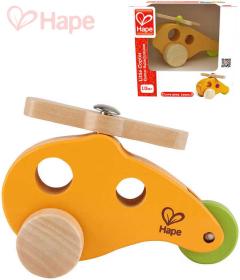 Hape DŘEVO Baby helikoptera mini oranžová pro miminko (dřevěná hračka)