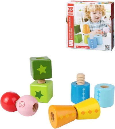 Hape DŘEVO Baby tvary šroubovací (dřevěná hračka)