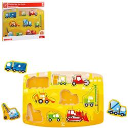 Hape DŘEVO Puzzle na desce Stavaři auta 9 dílků s úchyty skládačka Hape DŘEVO Puzzle na desce Stavaři auta 9 dílků s úchyty skládačka