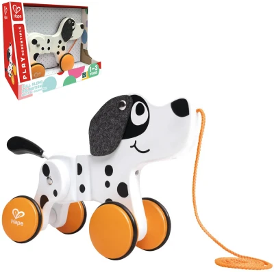 Hape DŘEVO Tahačka baby tahací pes Dalmatin (dřevěná hračka)