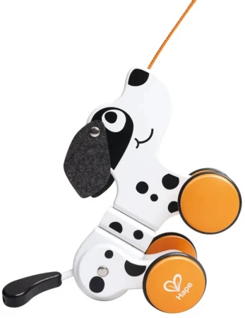 Hape DŘEVO Tahačka baby tahací pes Dalmatin (dřevěná hračka)