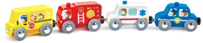 Hape DREVO Vláčik mestské vozidlá baby set 4 autíčka