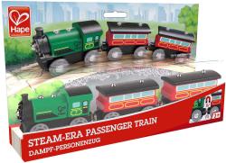 Hape DŘEVO Vláček parní osobní set mašinka + 2 vagonky