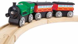Hape DŘEVO Vláček parní osobní set mašinka + 2 vagonky