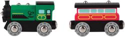 Hape DŘEVO Vláček parní osobní set mašinka + 2 vagonky
