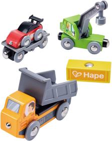 Hape DŘEVO Vláček technická vozidla baby set 4ks na magnet Hape DŘEVO Vláček technická vozidla baby set 4ks na magnet