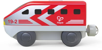 Hape Lokomotiva Intercity červená vláček na baterie plast