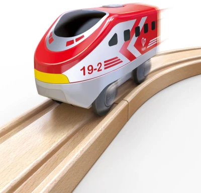 Hape Lokomotiva Intercity červená vláček na baterie plast