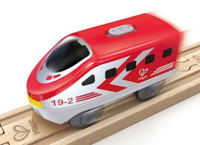 Hape Lokomotiva Intercity červená vláček na baterie plast