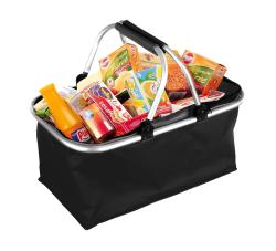 HAPPY GREEN Košík kempingový skladací 48x24x28cm Al+polyester ČIERNY