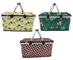 HAPPY GREEN Košík kempingový skladací 48x24x28cm Al+polyester mix dekorov