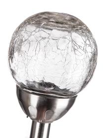 HAPPY GREEN Lampa solární KOULE 10cm v.38,5cm, 2LED čirá, popraskaná