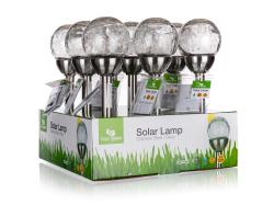 HAPPY GREEN Lampa solární KOULE 10cm v.38,5cm, 2LED čirá, popraskaná