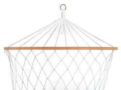 HAPPY GREEN Lehátko závěsné síťové 80x200cm, BÍ, dřevěné vzpěry