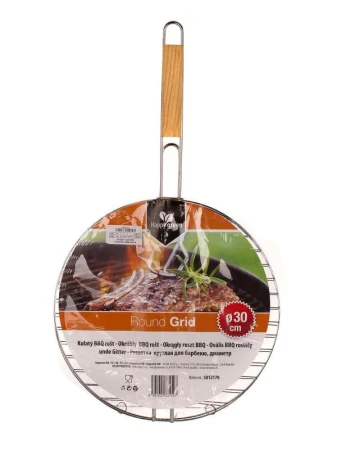 HAPPY GREEN Mriežka opékacia okrúhla pr.30cm BBQ, drevená rukoväť